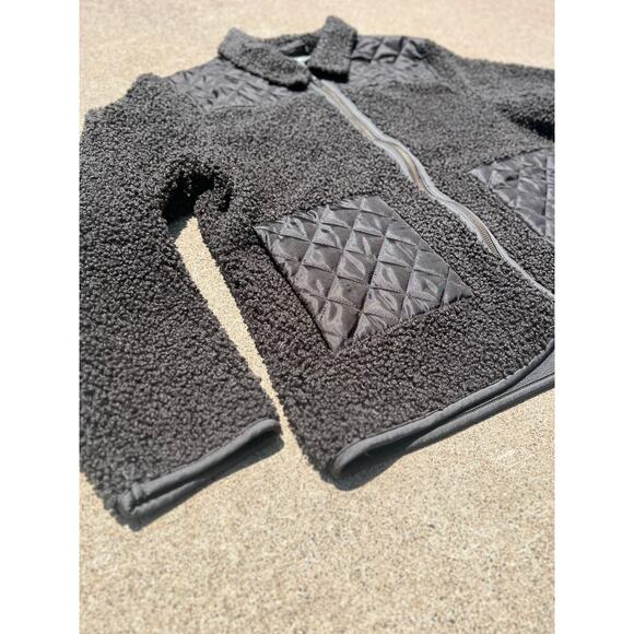 Vintage Natural Reflections Dark Gray Sherpa Full Zip Quilted Jacket Size Large - Picture 2 of 6